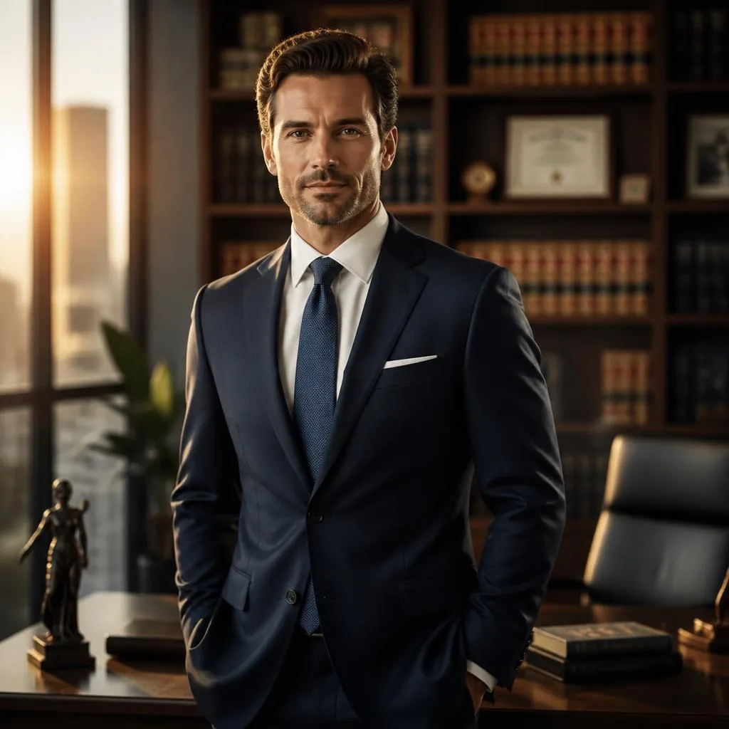Quiet personal injury law office with a leather briefcase in warm afternoon light